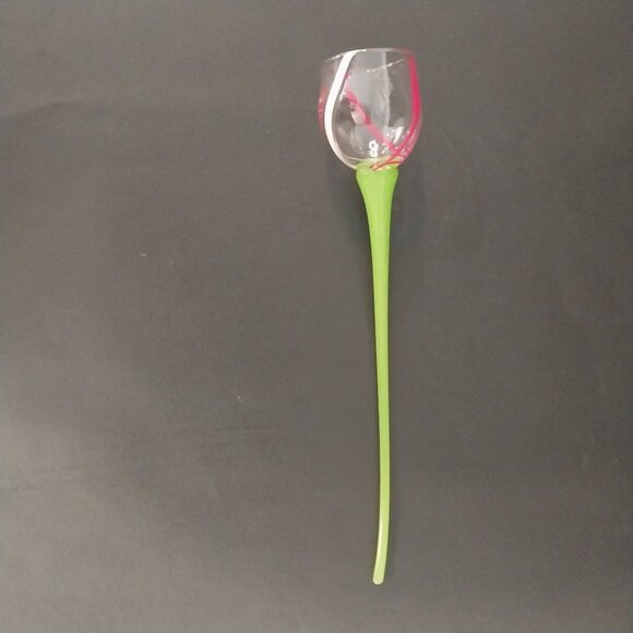 Hand Blown Glass Long Stem Flower Inspired Decor With Stand - Picture 5 of 6